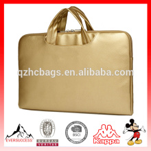 Canvaslife Gold Pu cuir Laptop Briefcas pour ordinateur portable sac à manches pour ordinateur portable